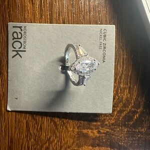 Nordstrom Sterling Silver 3 stones wedding ring, Marquise Cubic Zirconia, Size 7